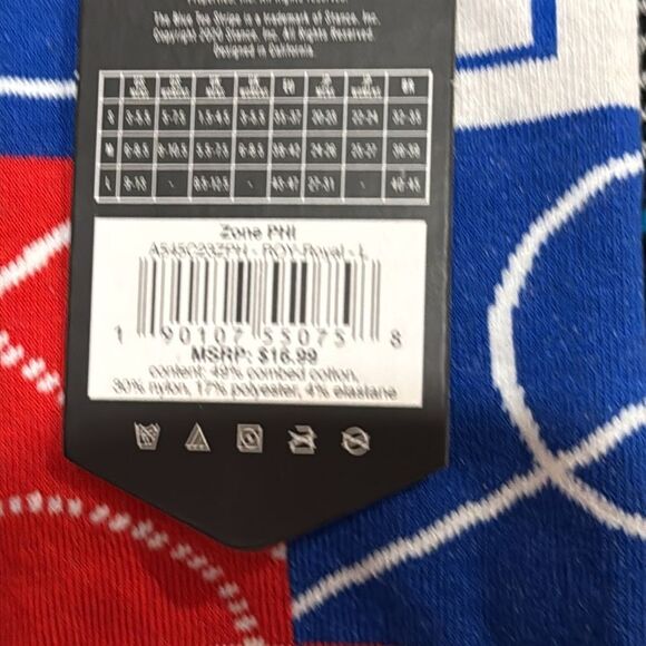 STANCE MEN’S GENUINE NBA MERCHANDISE CREW SOCKS LARGE PHIL 76 - ZONE PHI NWT - Picture 4 of 4